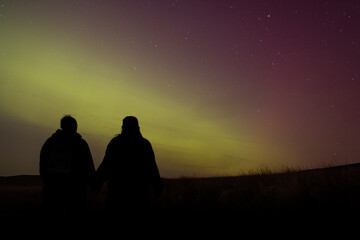 The Aurora Borealis over the Brecon Beacons National Park in Wales, 