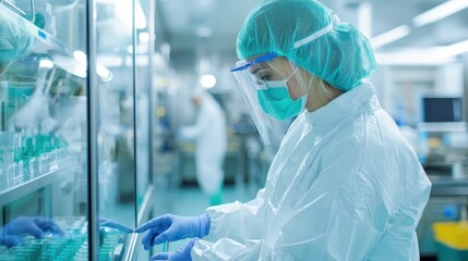 Quality Control Technician Inspecting Medical Devices for Safety Standards with Copy Space in Ultra HD Resolution