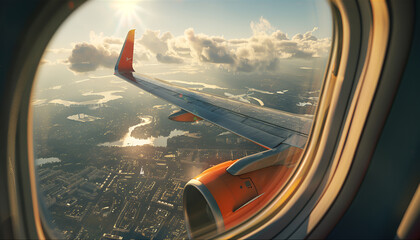 Fototapeta premium airplane flying in the sky amazing clouds in the background - Tr