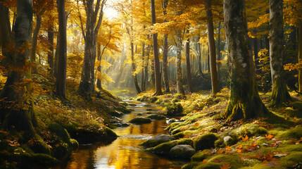 Fototapeta premium Autumn Forest Clearing