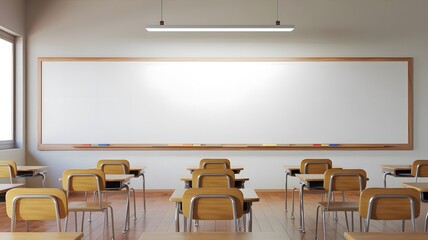 Blank Whiteboard in the Classroom Setting Mockup