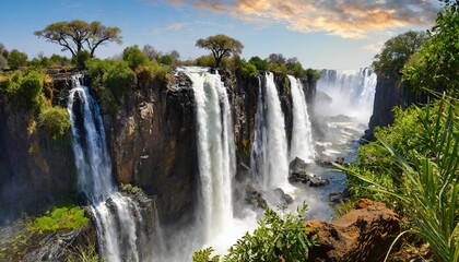 Majestic Waterfalls of Victoria Falls, Where Africa's Zambezi River Roars