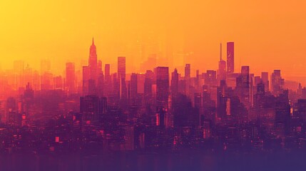 Fototapeta premium Heatmap of an urban skyline, with warm colors indicating areas of high activity and cooler tones representing quieter, residential zones. 4K hyperrealistic photo.