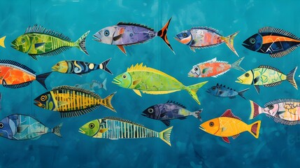 Naklejka premium fish in the aquarium with illustration