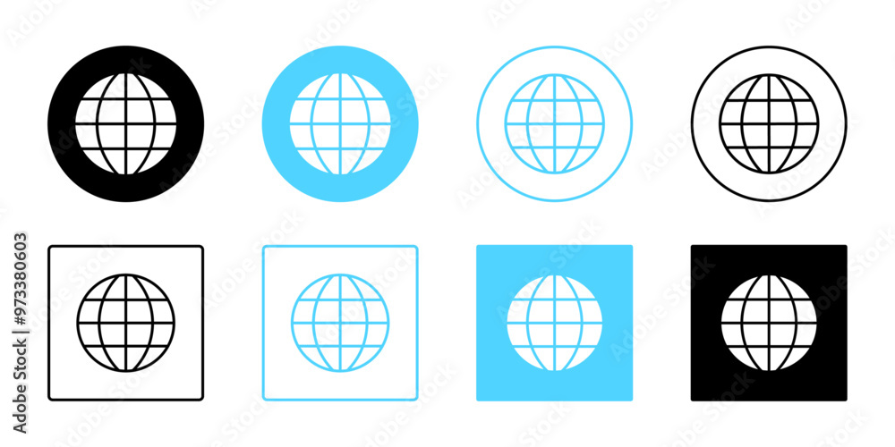 Poster internet icon world web www earth globe icons set website browser icon buttons sign symbol vector