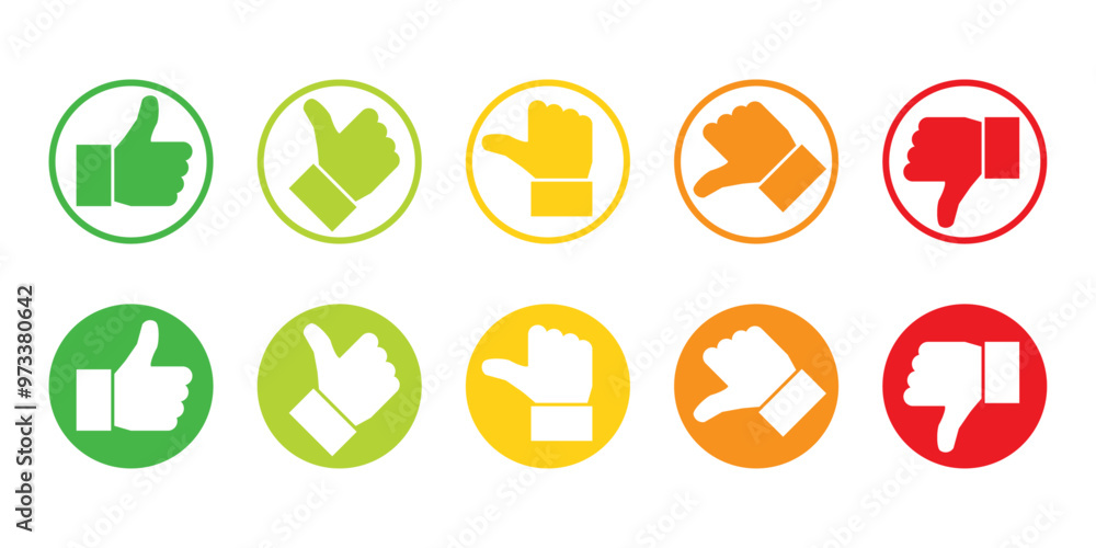 Aufkleber rating thumb colorful icon feedback sign symbol apps website vector button like dislike survey satis