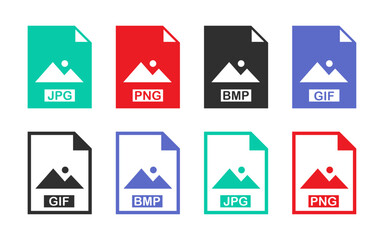 Image file format icon set sign symbol icons collection JPG PNG GIF BMP file document vector buttons