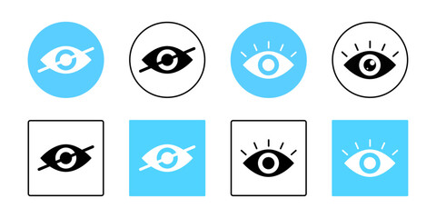 Eye incognito icon set eyesight vision sign symbol icons collection lens view watch vector buttons set