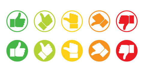 Rating thumb colorful icon feedback sign symbol apps website vector button like dislike survey satisfaction