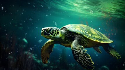 Fototapeta premium turtle swimming in the water