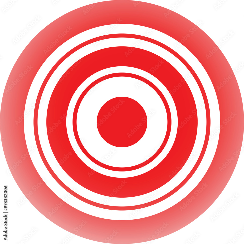 Poster abstract illustration with red gradient background and white circles creating a target effect