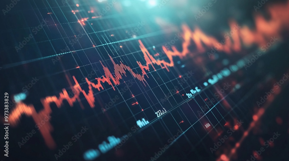Aufkleber financial rising graph and chart with lines and numbers