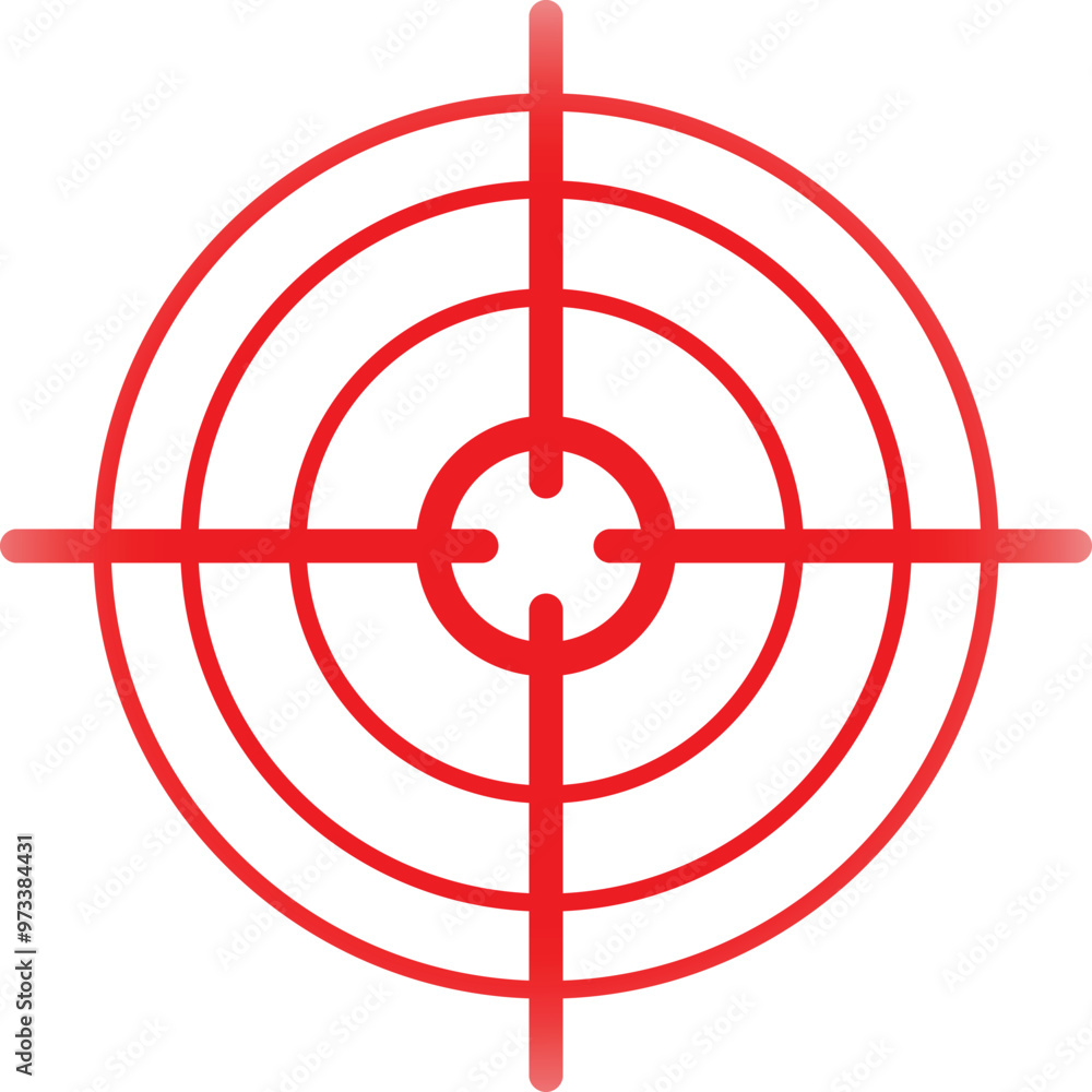 Poster red gradient concentric targeting symbol focusing on the center point