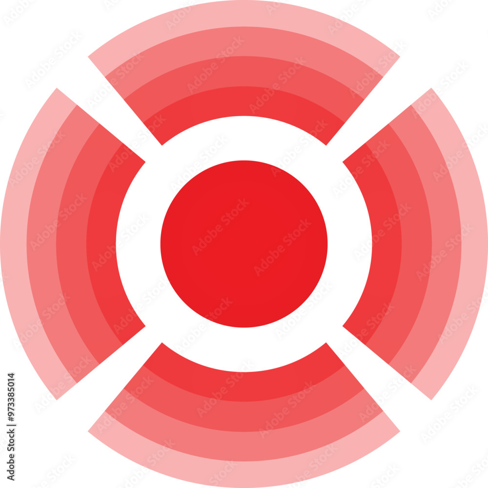 Aufkleber red icon with concentric circles making a target symbol, representing focus and accuracy