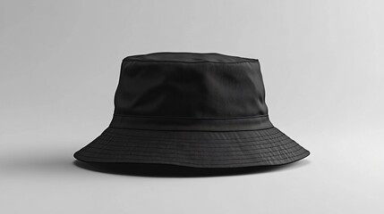 Blank black bucket hat mockup, no gravity