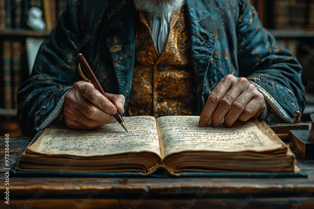 Poster a creative writer drafting an intricate novel with a complex plot and well-developed characters. con