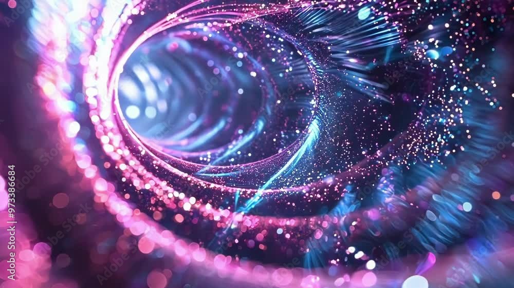 Aufkleber abstract background with a futuristic hologram design, showing glowing wavy shapes forming a tunnel 