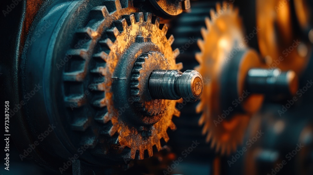 Canvas Prints Close-up of Industrial Gears and Machinery