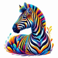 Colourful Zebra Portrait Wallpaper