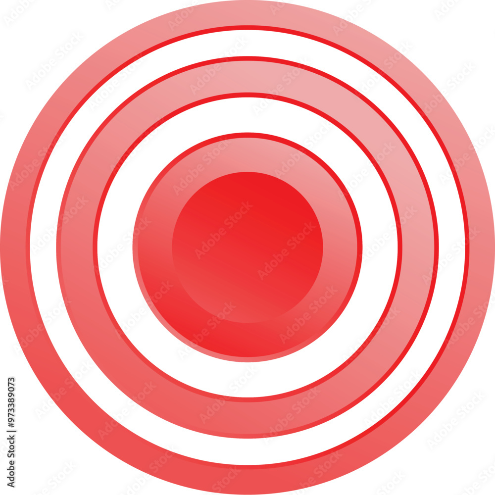 Poster abstract illustration featuring multiple red gradient concentric circles creating a target effect on