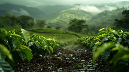 Naklejka premium Lush Coffee Plantation in the Highlands of Panama s Picturesque Landscape