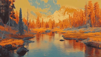 Fototapeta premium Heatmap of a national park, with warm colors indicating areas of high visitor activity and cooler tones in the more remote, untouched regions. 4K hyperrealistic photo.