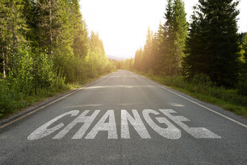 Change text written on road concept for business planning strategies and challenges or career path...