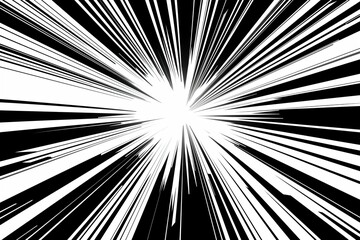 Obraz premium Dynamic lines radiating from a central point create a striking visual effect on a black background, emphasizing motion and energy