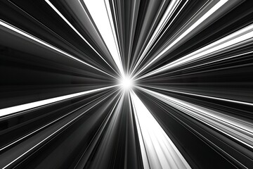 Fototapeta premium Dynamic lines extending outward from a central light source, creating a striking visual effect in a dark space