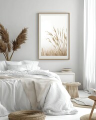 Retro Frame on White Wall in Modern Scandinavian Living Room