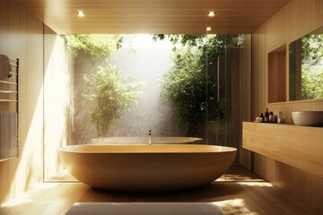 Fototapeta premium Luxurious Spa Bathroom Design with Elegant Interior and Modern Wellness Features