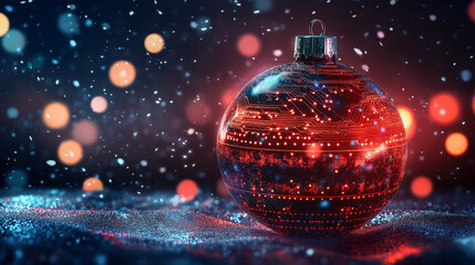 red christmas ball , technological style 