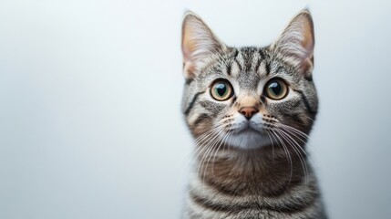 An UpClose Capture of a Curious Tabby Cat Boasting Striking and Beautiful, Vivid Eyes