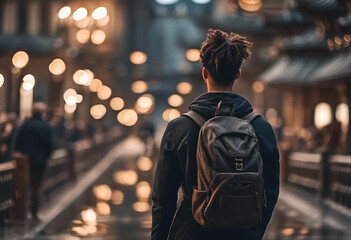 man with backpack