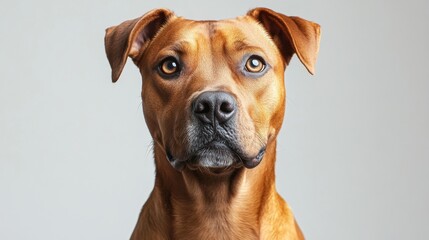 Obraz premium A CloseUp Portrait Featuring a Thoughtful and Reflective Brown Dog, Capturing Its Essence