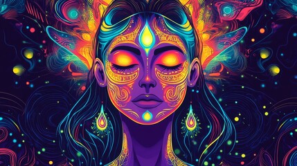 A Vibrant Abstract Portrait that uniquely incorporates Mystical Elements into its design