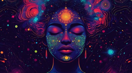 Cosmic Serenity A Mystical and Ethereal Portrait that Captivates and Inspires the Soul