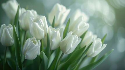 Softly focused white tulips arrangement