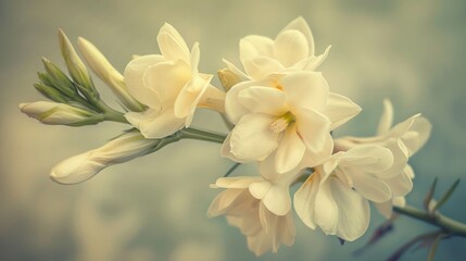 Fototapeta premium Soft Vintage Filter Enhances White Tuberose Flowers