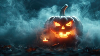 Naklejka premium Spooky Halloween background with dramatic smoke or fog effect