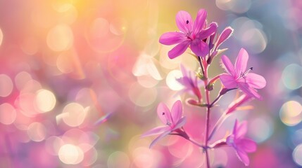 Obraz premium Summer sticky catchfly with selective focus and soft bokeh card background
