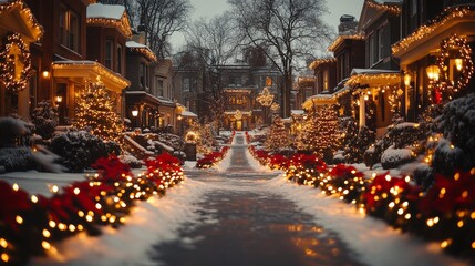 Festive street decor creates a beautiful Winter Wonderland filled with Christmas joy