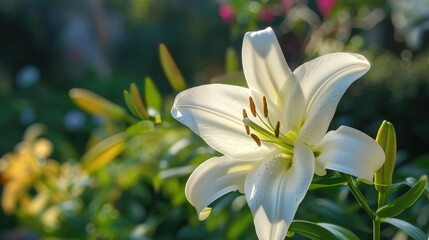 Fototapeta premium Stunning white lily blooms in spring