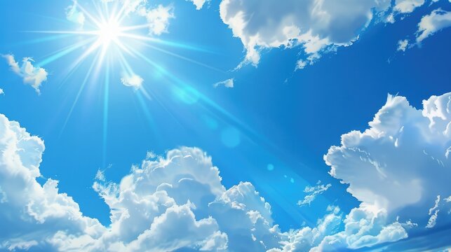 Sunny summer day with blue sky and a few clouds