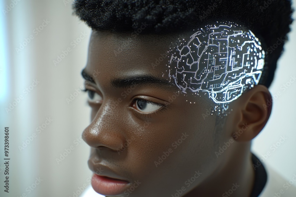 Aufkleber cortical interface neural relay sensory integration quantum entanglement and robotic limb boy with a