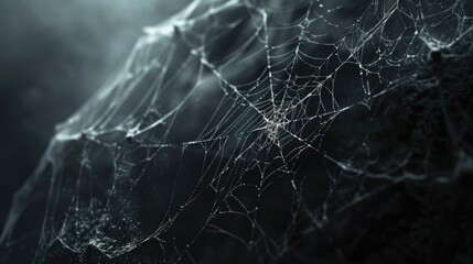Spiderweb on a dark backdrop