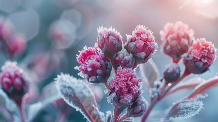 Spring garden with frost kissed flowers macro beauty of nature