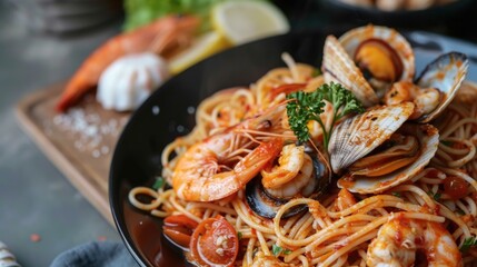 Spicy Seafood Spaghetti Fry