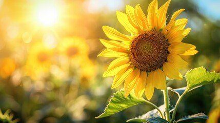 Obraz premium Sunflower beauty closeup on summer background