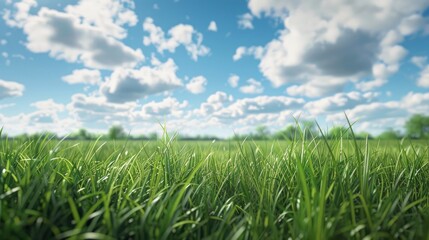 Fototapeta premium Spring grass on a lush field